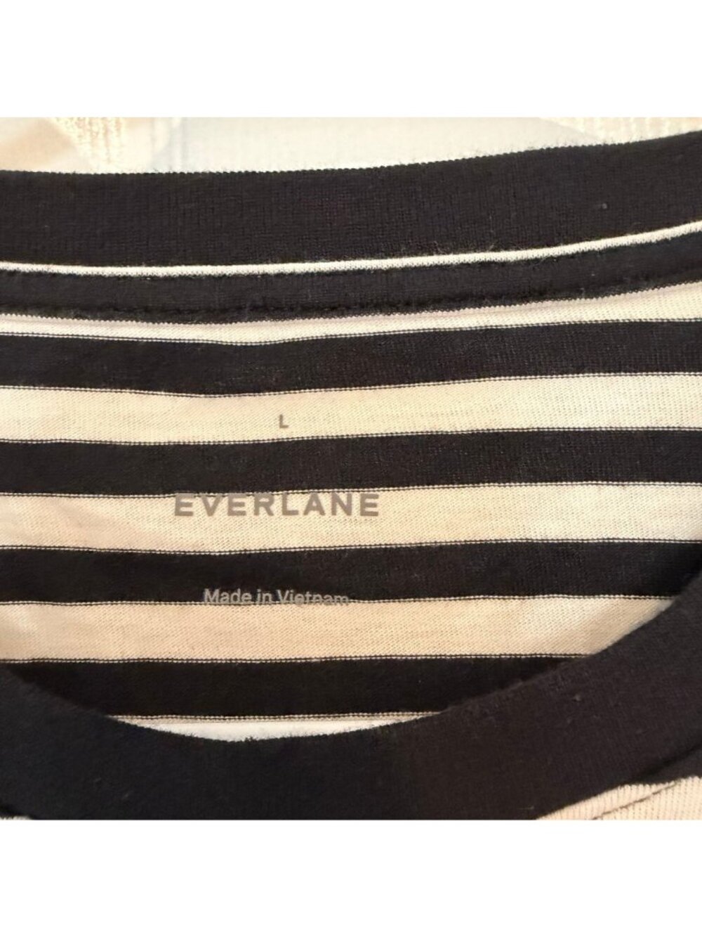 Everlane The Box-Cut Tee in Essential Cotton Black White Stripe Size L NWT - Picture 3 of 6